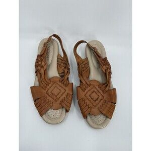 Soft Spots 100% Leather Tan Tela SANDELS Size US 9M  Easy Wear